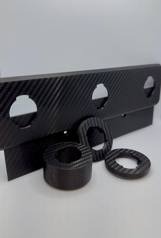 Universelle Fahrrad Computer Wandhalterung für Garmin & Wahoo | Carbon Optik | Kleben / Schrauben | 2-3 Geräte | Garmin Radar Ladefunktion