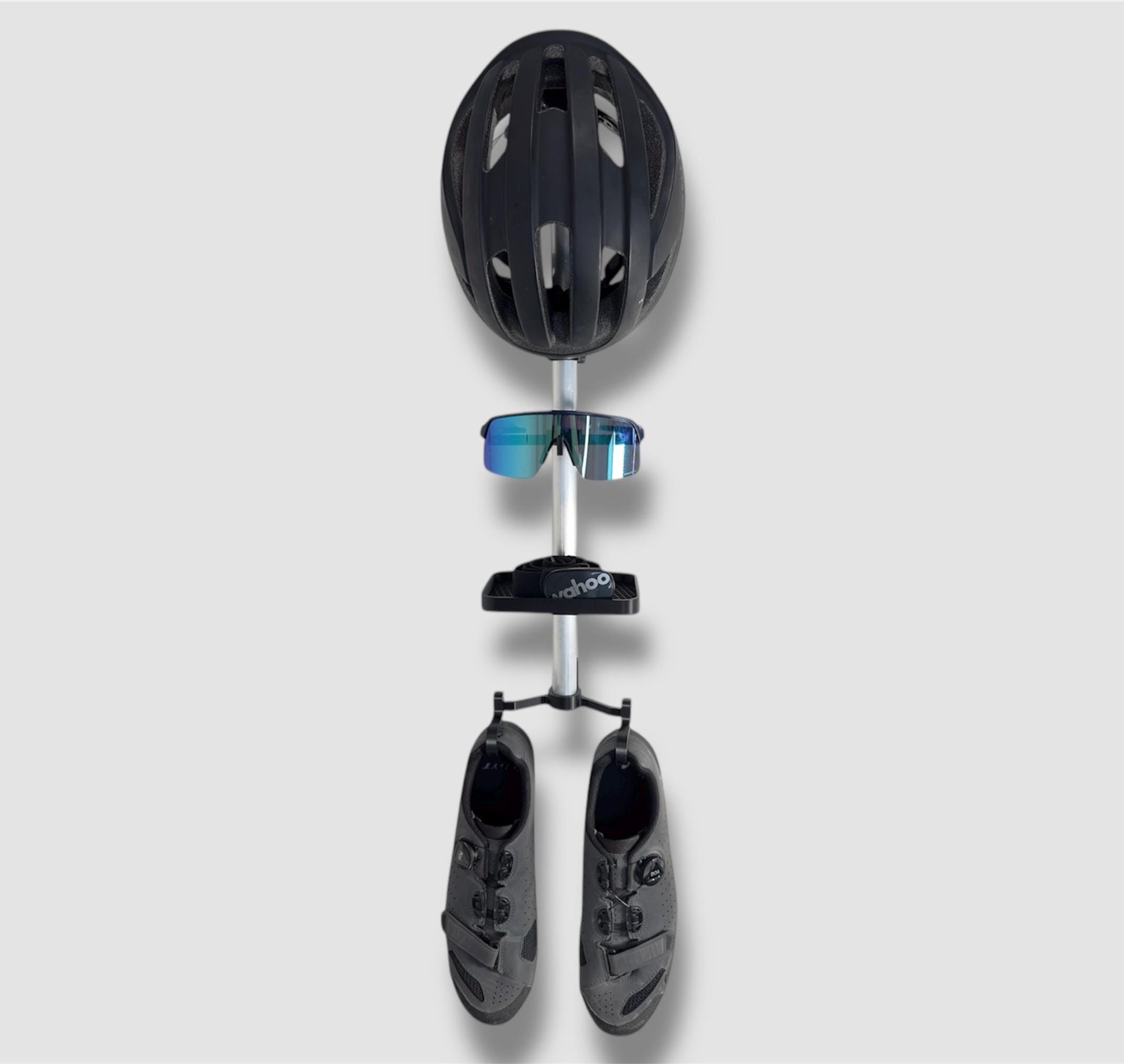 Bike Gear Rack / Gear Organiser für Helm, Brille, Fahrradcomputer, Schuhe. Aluminium und 3D-Druck / Wandmontage / Fahrrad Geschenk