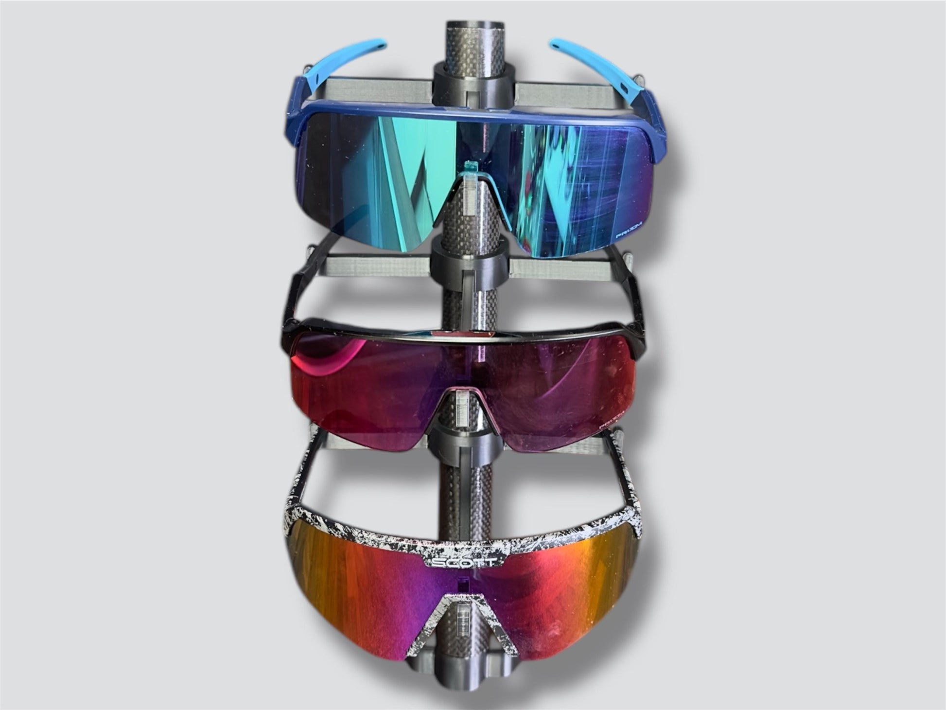 Fahrrad / Rennrad / Brillenständer für 3 Brillen / aus Carbon / 3D-Druck / Organizer